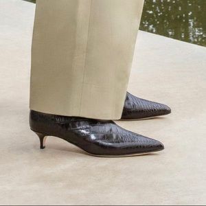 Dear Frances Black Croc Kit Ankle Boots